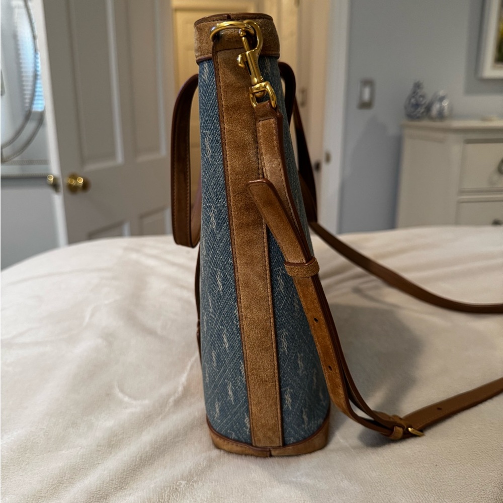 Saint Laurent Blue and Tan Tote with Monogram Design - Picture 4 of 6